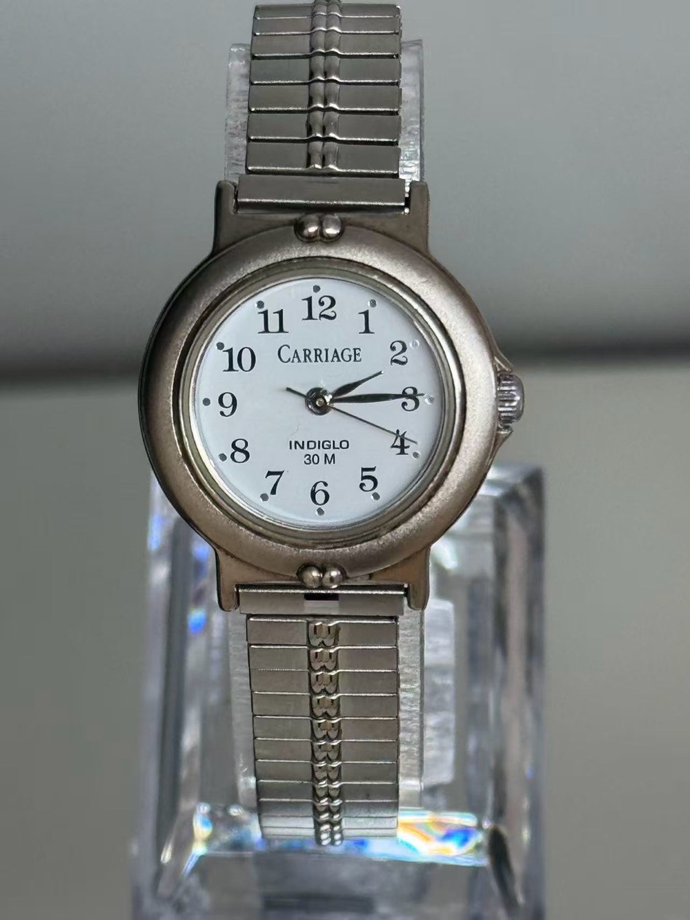 Vintage Carriage Women’s Quartz Watch 24mm White Dial Indiglo New Battery Runs